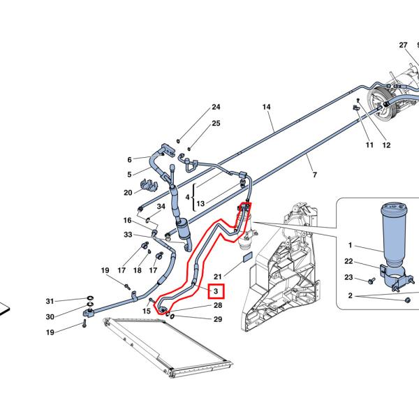 For Ferrari 458 Pipe From Condenser To Dehydrator Filter -From Start Of Production- Not For GD OEM 82924000