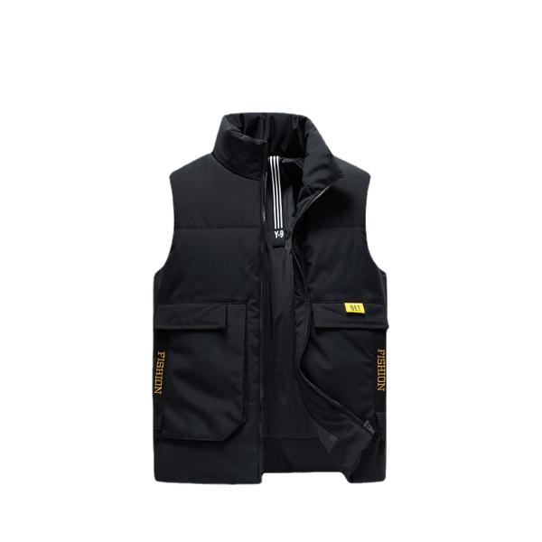 Men's Thickened Cotton Vest with Jacquard Pattern Regular Length No Hooded Winter 2024