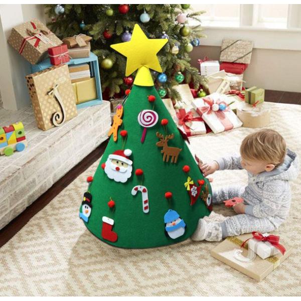 3D DIY Felt Christmas Tree With Ornaments Kids Toys Christmas Party Decoration