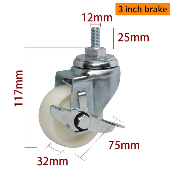 EDL Medium Duty 3 pulgadas 150 kg TPA con rosca por tipo de giro y freno