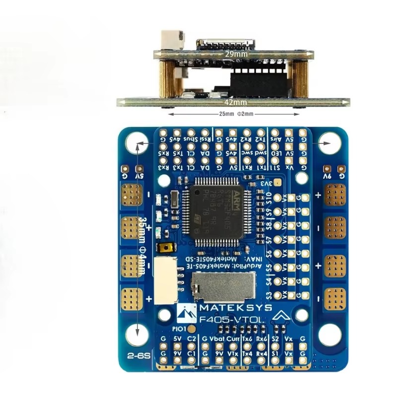 Matek F405 VTOL FC With Built In OSD And MicroSD Card 2 6S Input For FPV RC Multirotor Drones Flight Controller