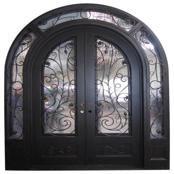 Customized Wrought Iron Main Gate , New Design Entrance Wrought Iron Door