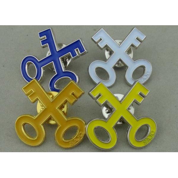 Cross Key Soft Enamel Pin Gold Plating Zinc Alloy Die Casting