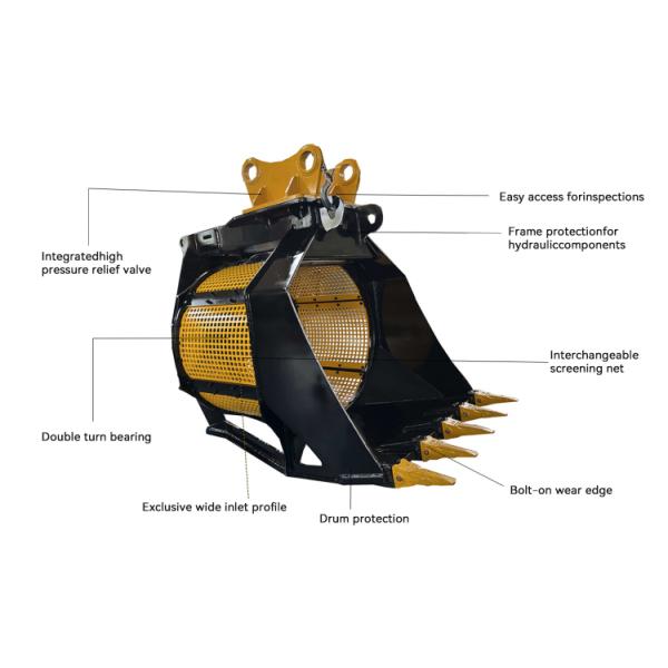 Multi Function Excavator Attachments Rotary Sand Washing Screen Bucket