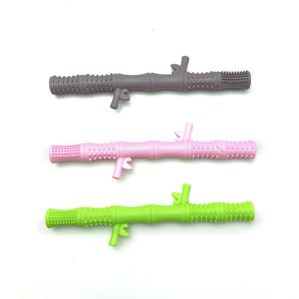 Teething Stick Toy For Baby Teether Food Grade Bamboo Design Teething Tube Silicone Teether Straws