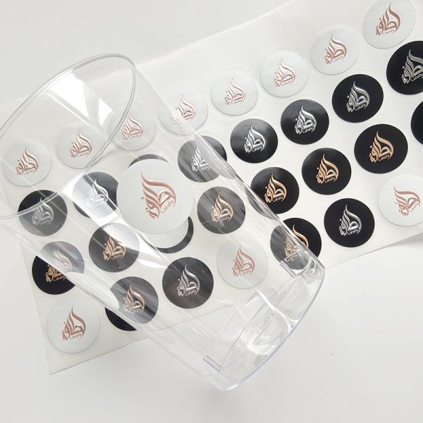 Small Round Aluminum Foil Embossed Label Sticker Die Cut Labels Roll Custom for Crafts Package or Logo Design