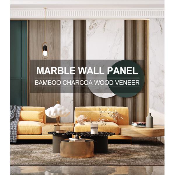 Marble Wall Panel HIGH GLOSS MARBLE SHEET Bamboo Charcoal Wood Veneer For Interior Wall Panel