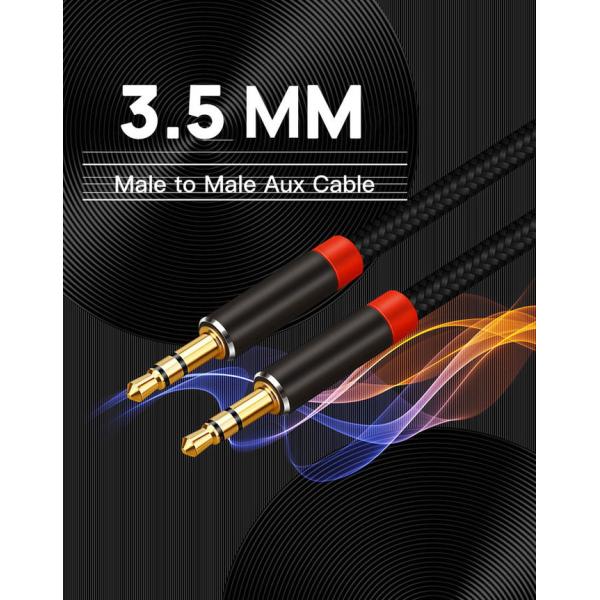 Nylon Braided 3m Stereo Audio Aux Cable With Standard 3.5mm Audio Jack