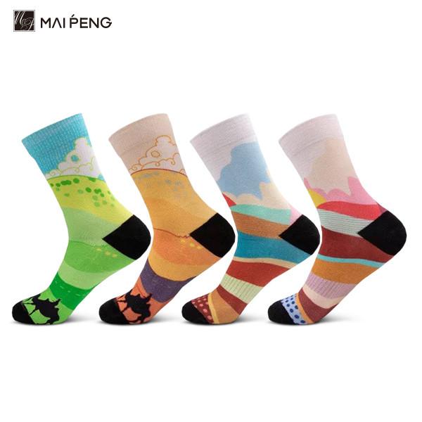 Custom Colorful 360 Digital Sublimation Blank Socks Polyester 3D Printed Socks