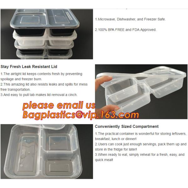 Коробка бенто пластикового устранимого пластикового взятия качества еды отсутствующая с 4 отсек, пищевой контейнер контейнеров пластиковый течебезопасный