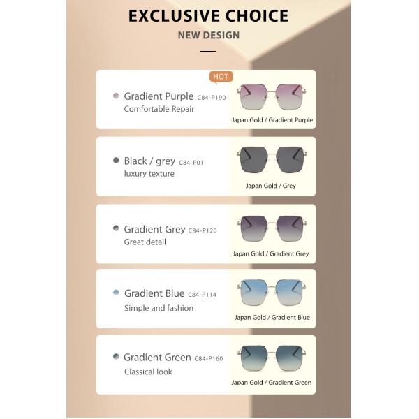 UV400 Protection Metal Frame Sunglasses Gradient Lens For Women