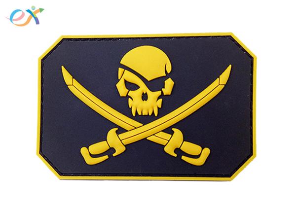 Custom Made 3D Logo Embossing Rubber Morale Patches With Velcro Backing