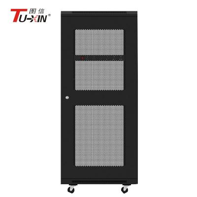 19 Inch 27u Computer Server Rack Enclosure Cabinet SPCC Cold Rolled Steel With Mesh Door