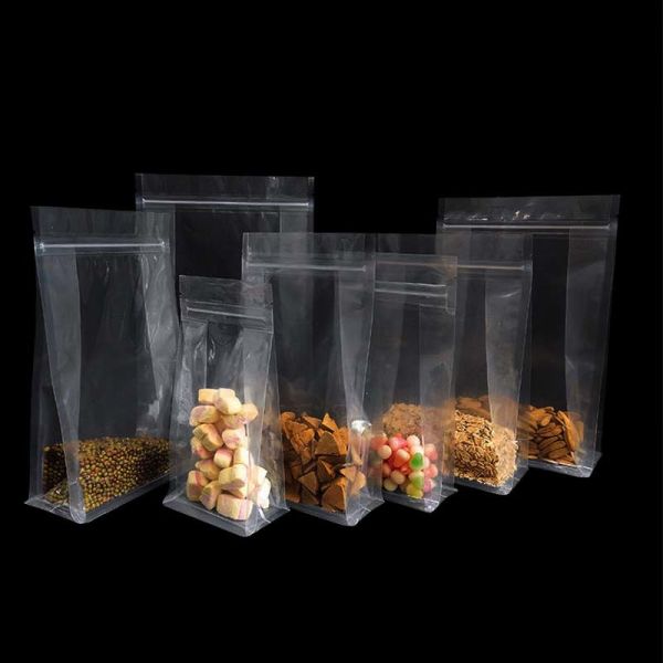 Food Grade Square Bottom Bag Resealable Clear Ziplock Bags For Nuts Snack Dry Food