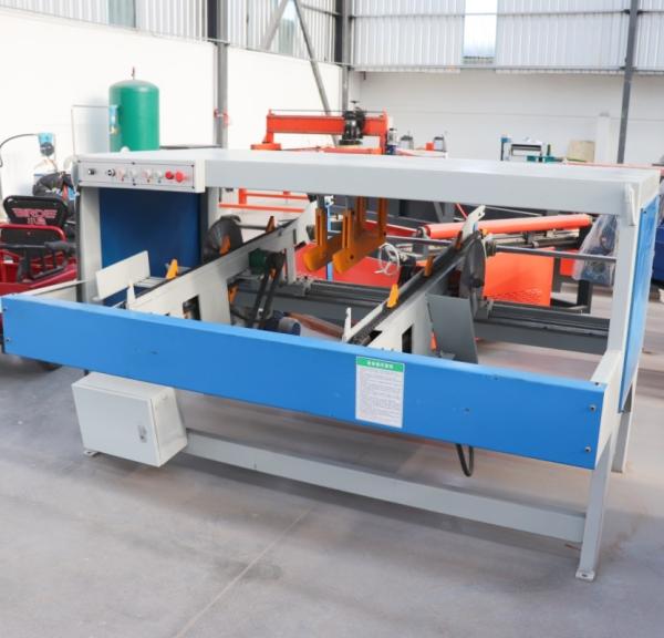 Double End Trim Saw Machine for Woodworking With Motor and Blade Components Horizontal Cutting