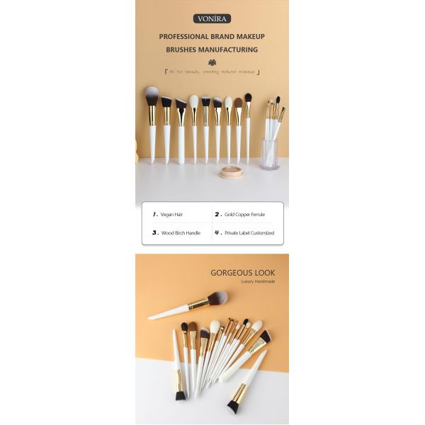 Макияж студии 16pcs ремесленника Vonira чистит набор щеткой с ручками Ferrule меди золота деревянными