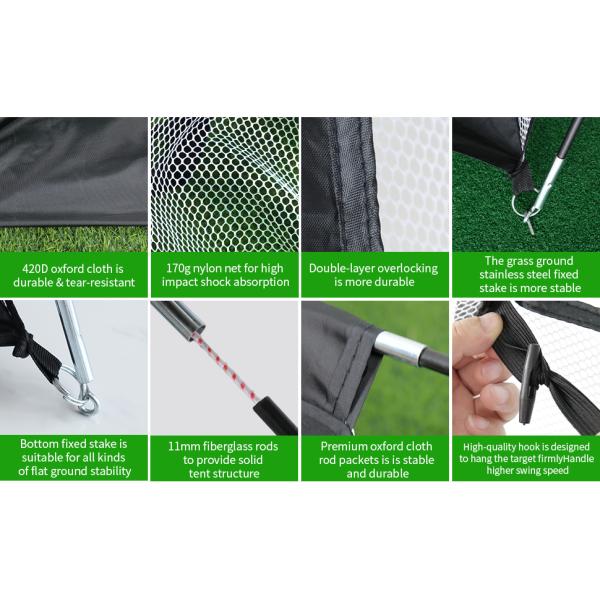Golf Hitting Cage Practice Aid For Outdoor, Golf Practice Net, Hitting Aids Nets, Portable Golf Impact Nets Cages