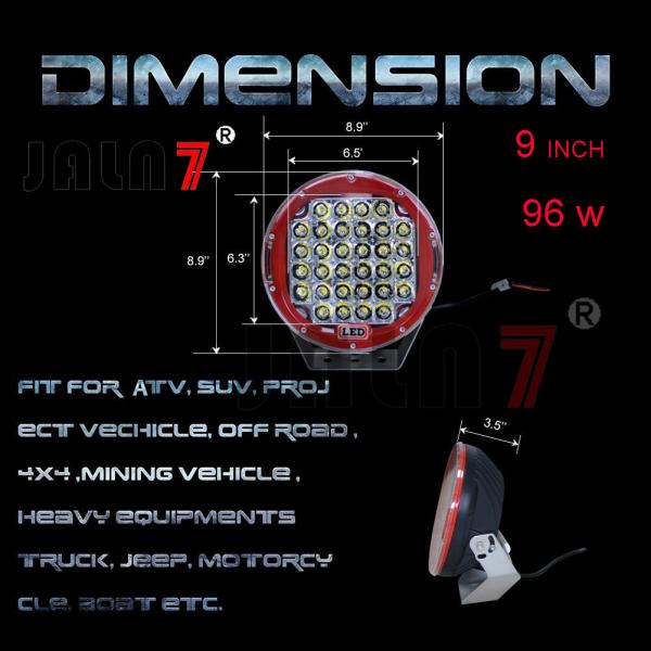 Led Work Light JALN7 96W 9Inchs Car Driving Lights Fog Light Off Road Lamp Car Boat Truck SUV JEEP ATV Led Light