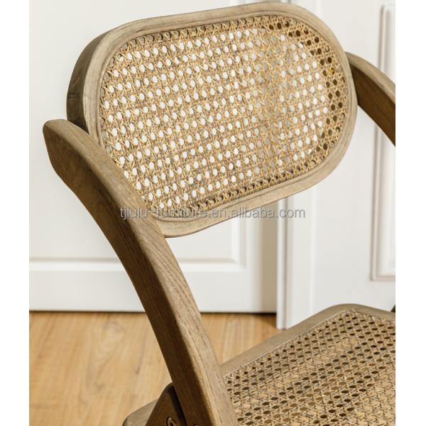 Rustic Style Solid Wood Rattan Folding Chairs for Events Optional Colors and Durable Design