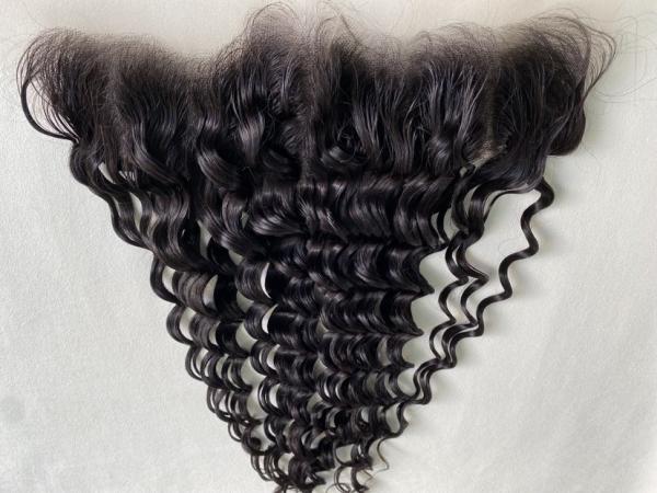 Wholesale High Quality Brazilian Cuticle Aligned Virgin Human Hair Thin HD Transparent  13x4 Lace Frontal  DEEP WAVY