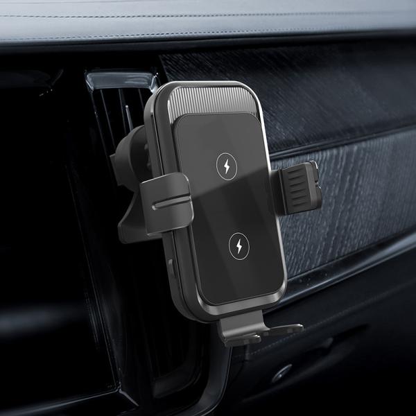 Dual Coil 15W Qi Fast Charging Auto Clamping Car Charger Phone Mount Designer Wireless Charger for Samsung Z Flip