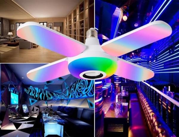 Creative Blue Tooth Music LED Plafon Lâmpadas Quatro Folhas E27
