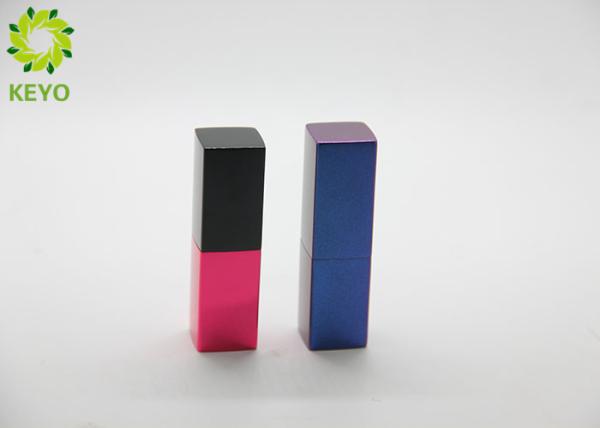 Square Blue Red Color Aluminium Empty Magnetic Lipstick Tube Container 3g 5g