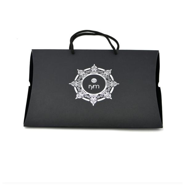 Customized Accessories Cardboard Gift Packaging Box Silver Foil| Pillow Shaped Boxes with Handle