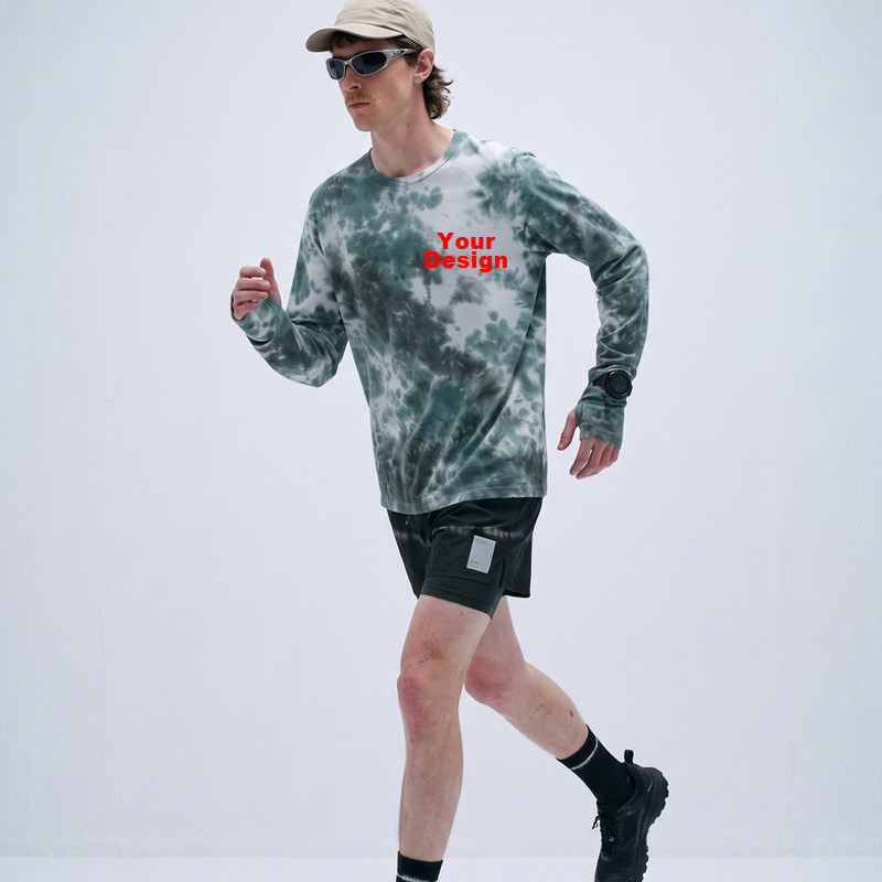 Custom OEM ODM Tie‑Dye Crew Neck Long Sleeve Sport T‑Shirt, Unisex S‑XL