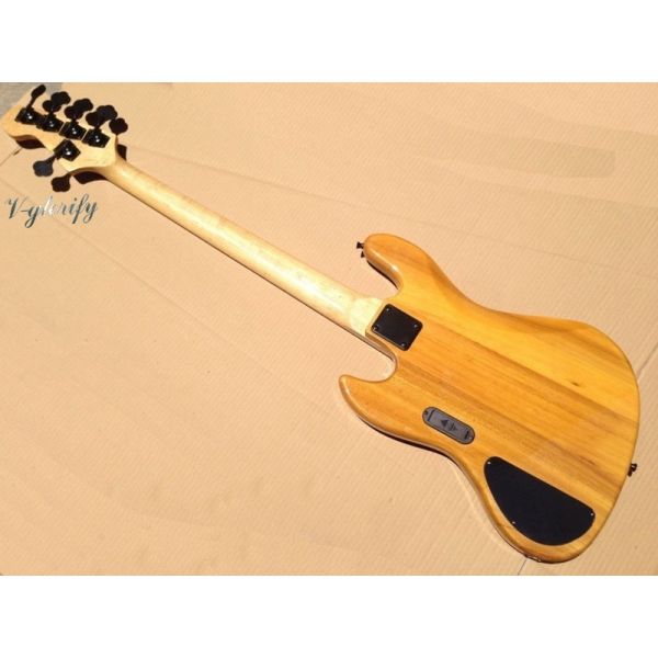 Flame maple 5 string electric bass guitar with ashwood body 20  tone position maple fingerboard free shipping