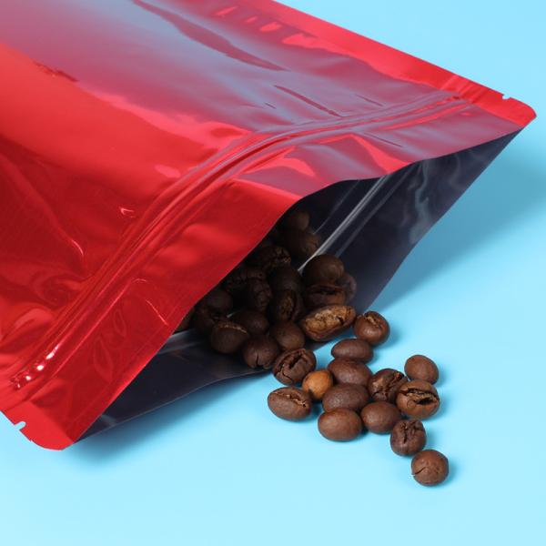 Customized Red Tea Packaging Bags With Zipper / Coffee Bean Pouches