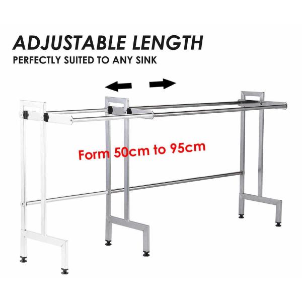 12Inch Width Adjustable Over Sink Dish Rack SUS304 Material 23 Inch Height