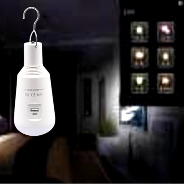LED Solar Light Solar Bulb with Remote Control Lamp Indoor Waterproof Panel Emergency Plastic Bulb Hook Tent Lantern Outdoor