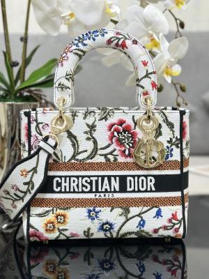 Saco marcado feito sob encomenda multicolorido de Dior Medium D Lite dos sacos de Petites Fleurs