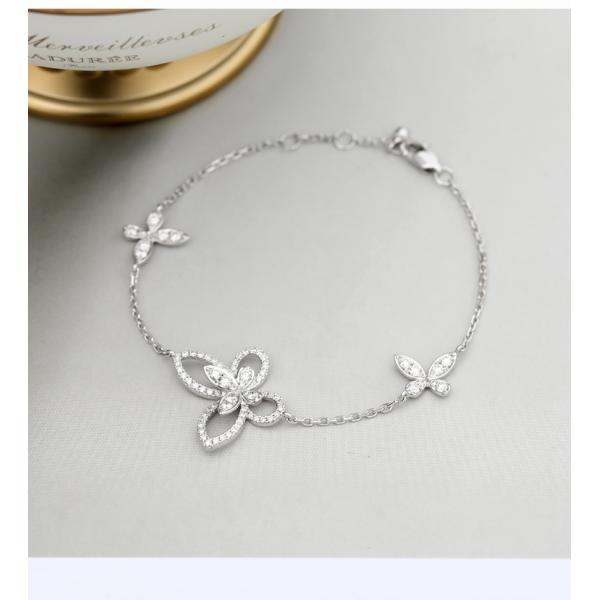 Подгонянные бабочки тройки браслетов 0.78ct диаманта золота OEM 18K