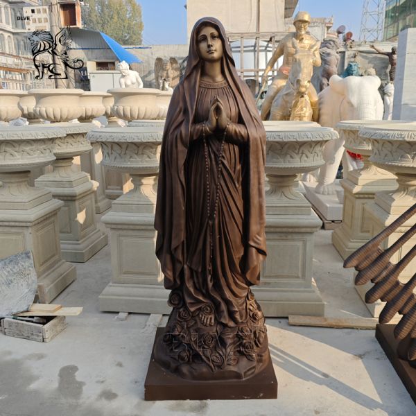 Bronze Virgin Mary Statue Brass Life Size Catholic Religious Woman Sculpture Metal Church Garden