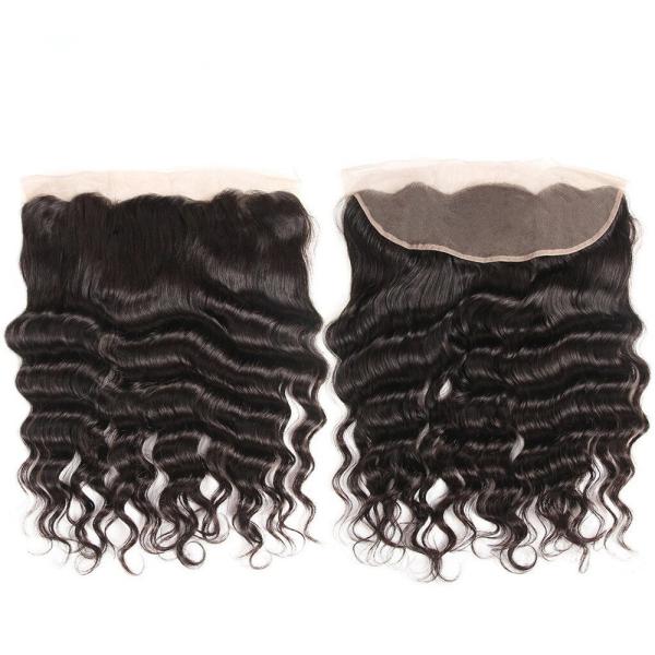 Deep Wavy Virgin Human Hair Extensions / 13 X 4 Swiss Lace Frontal Piece