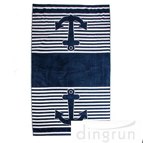Marine Anchor Custom Printed Beach Towels 100% Cotton Velour Soft Touch