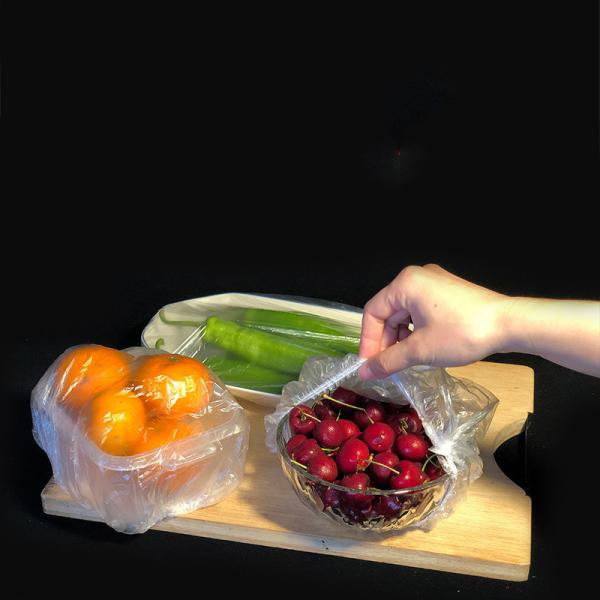 Custom Logo 100PCS Disposable Food Plastic Wrap Elastic Bowl Cover in an OPP Bag