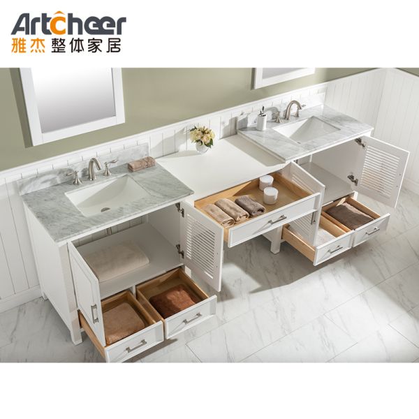 Modern Style Bathroom Vanity with Solid Wood Door and Double Basin Vanity Combo