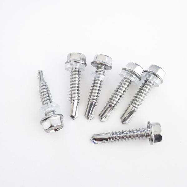 A2 SS 304 Stainless Steel Hex Head Self Drilling Screws DIN 7504 K BSD Thread Pvc Gasket