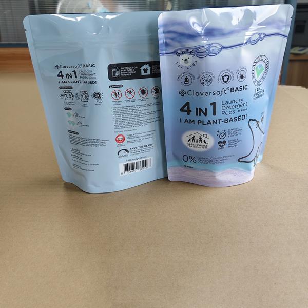 Couleur standard Pantone Sacs debout pour les bacs de détergent pour les vêtements Emballage caractéristique d'étanchéité à l'humidité à l'étanchéité aux fuites.