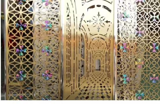 304 Stainless Steel Screen Partition Wall Hollowed Out Hotel Room Divider Screen
