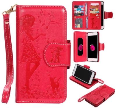iPhone Leather Folio Book Style Case Wallet,Built-in 9 Card Slots Cash Pocket, Phone Case for iphone 7, iphone se