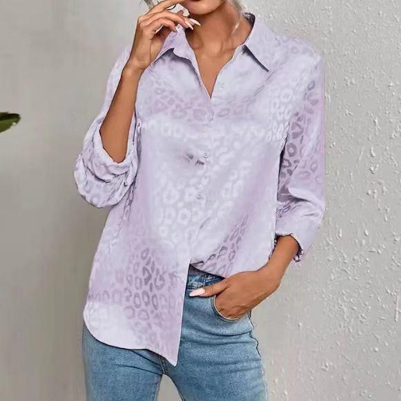                  Custom Private Label American Clothing Wholesale Long Sleeve Embossed Button up High Quality Shirts for Women Shirts             