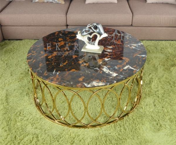 Specific Use Modern Golden Base Marble Round Center Table for Lobby