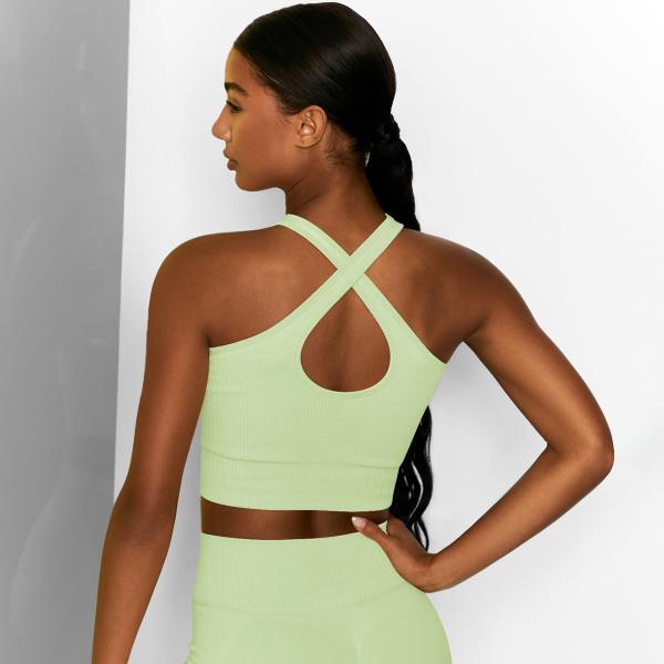 Solid color candy fitness tank top fashion gym running cross straps bra yoga dress woman