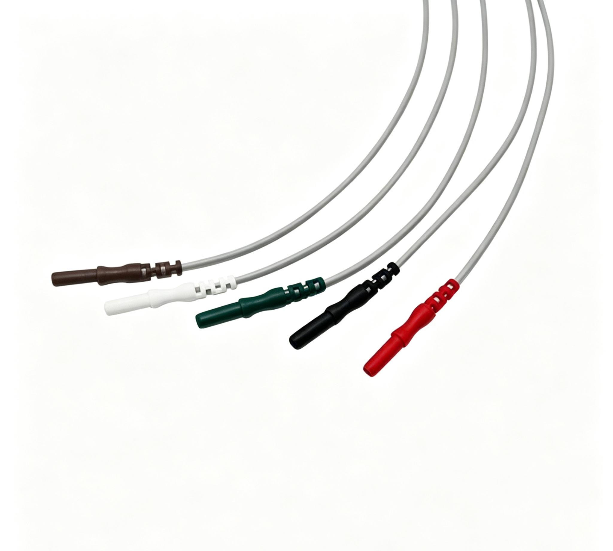 Din 1.5 5 Lead Holter Lead Wires ECG / EKG Medical Lead Wires