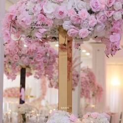 ZT-564S Venda por atacado alta prata espelho pilar de flores para decoração de mesa de casamento