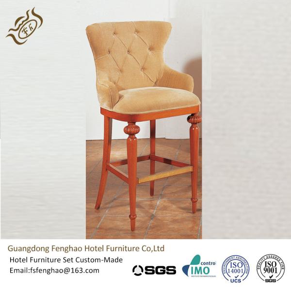 Wood Bar Chair With Leather Seat , Plywood High Back Bar Stools
